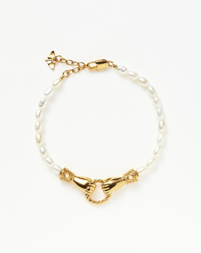 Harmony Hands Gemstone Bracelet | 18ct Gold Plated/Pearl