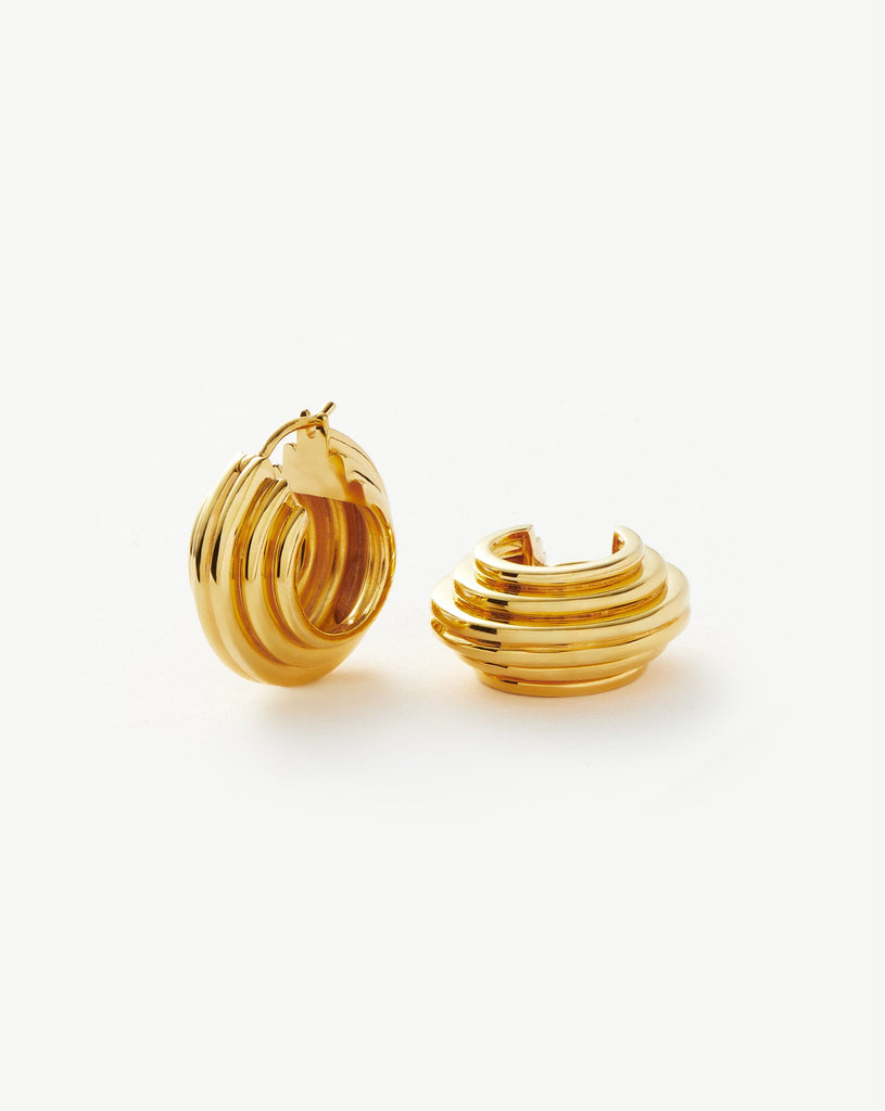Lucas Mini Chunky Ridge Hoop Earrings|18ct Gold Plated