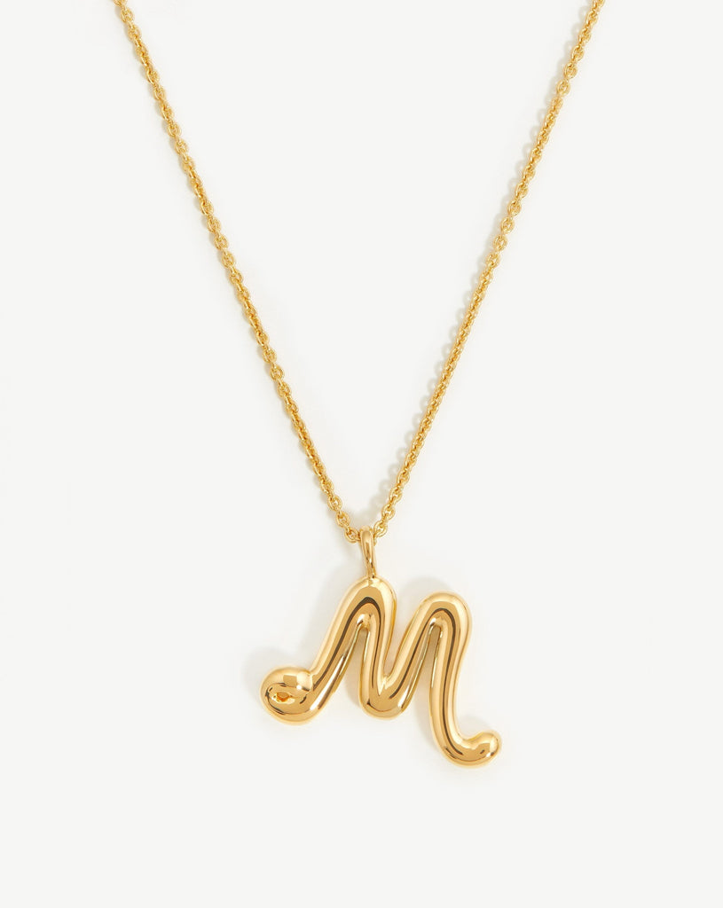 Curly  Initial M Pendant Necklace | 18ct Gold Plated Vermeil