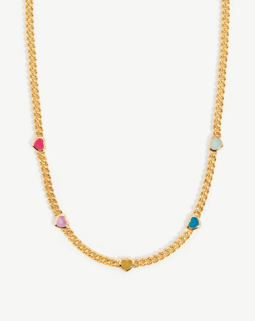 Jelly Heart Gemstone Charm Necklace | 18ct Gold Plated/Multi Quartz