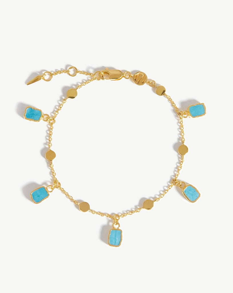 Lora Charm Bracelet | 18ct Gold Plated/Turquoise