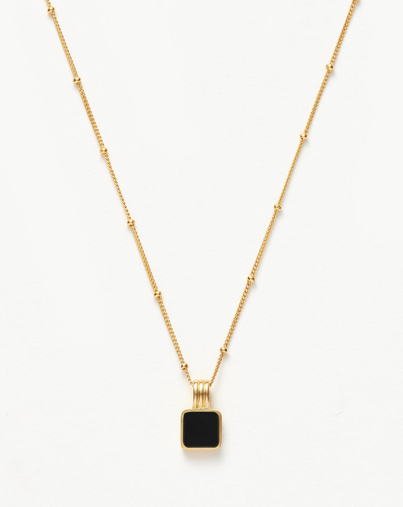 Lucas Square Onyx Necklace | 18ct Gold Plated Vermeil/Black Onyx